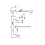 Newform Blink Chic Bateria umywalkowa ścienna 3-otworowa z długą wylewką część zewnętrzna chrom 71023E.21.018