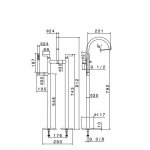 Newform Blink Chic luxury Bateria wannowa podłogowa z kolumnami z zestawem prysznicowym z teksturą chrom 71186C.21.018