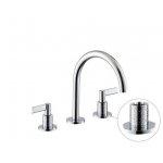 Newform Blink Chic luxury Bateria umywalkowa 3-otworowa z małą wylewką z teksturą chrom 71100.21.018