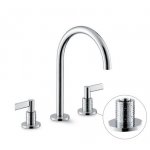 Newform Blink Chic luxury Bateria umywalkowa 3-otworowa z średnią wylewką z teksturą chrom 71101.21.018