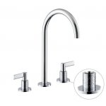 Newform Blink Chic luxury Bateria umywalkowa 3-otworowa z wysoką wylewką z teksturą chrom 71102.21.018