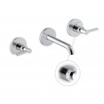 Newform Blink Chic luxury Bateria umywalkowa ścienna 3-otworowa z teksturą część zewnętrzna chrom 71120E.21.018