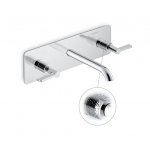 Newform Blink Chic luxury Bateria umywalkowa ścienna 3-otworowa z teksturą część zewnętrzna chrom 71121E.21.018