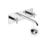 Newform Blink luxury Bateria umywalkowa z długą wylewką 3-otworowa podtynkowa część zewnętrzna z teksturą chrom 70923E.21.018