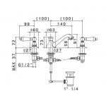 Newform Daytime Style Bateria umywalkowa 3-otworowa z korkiem z niską wylewką chrom 69105.21.018