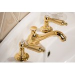   Newform Daytime Style Bateria umywalkowa 3-otworowa z korkiem z niską wylewką złoty 69105.66.019