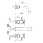 Newform Deluxe Bateria umywalkowa ścienna 3-otworowa część zewnętrzna chrom 68030E.21.018