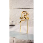   Newform Deluxe Bateria wannowa ścienna z mechanicznym przełącznikiem wanna/prysznic i zestawem prysznicowym złoty 68040C.61.020