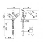 Newform Deluxe Prestige Bateria bidetowa jednootworowa z korkiem chrom 68135.21.018