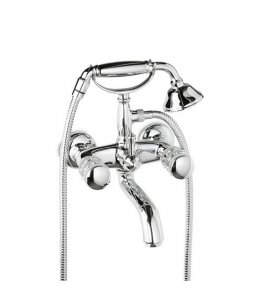 Newform Deluxe Prestige Bateria wannowa ścienna z mechanicznym przełącznikiem wanna/prysznic i zestawem prysznicowym chrom 68140C.21.018