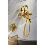   Newform Deluxe Prestige Bateria wannowa ścienna z mechanicznym przełącznikiem wanna/prysznic i zestawem prysznicowym złoty 68140C.61.020