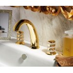   Newform Deluxe Prestige Bateria umywalkowa 3-otworowa z korkiem złoty 68105.61.020