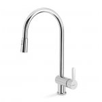 Newform Ergo Bateria zlewozmywakowa jednouchwytowa 2-strumienna z obrotową i wyciąganą wylewką chrom 65925.21.018