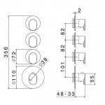 Newform Linfa II Bateria prysznicowa termostatyczna podtynkowa z trzema wyjściami część zewnętrzna chrom 67630E.21.018