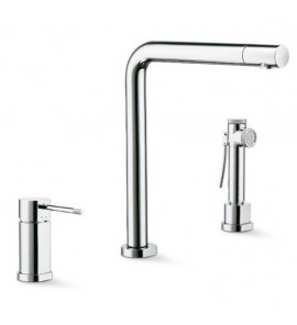 Newform Moony Bateria zlewozmywakowa 3-otworowa jednouchwytowa z obrotową wylewką chrom 3130.21.018