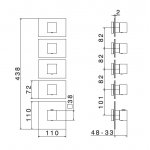 Newform Multiutenza Bateria prysznicowa termostatyczna podtynkowa z czterema wyjściami część zewnętrzna chrom 67641E.21.018
