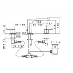 Newform Nio Bateria umywalkowa 3-otworowa z korkiem chrom 68901.21.018