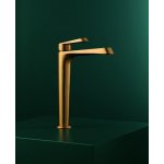   Newform Nio Bateria umywalkowa jednouchwytowa wysoka do umywalki nablatowej jedwabiste złoto 68915.35.099