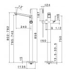 Newform O\'Rama Bateria wannowa podtynkowa podłogowa z zestawem prysznicowym część zewnętrzna chrom 68484E.21.018