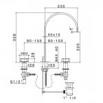   Newform Park Limited Edition Bateria umywalkowa 3-otworowa z korkiem z wysoką wylewką błyszczące złoto PVD/czarny mat 69700.62.093