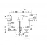 Newform Park Limited Edition Bateria umywalkowa 3-otworowa z korkiem z małą wylewką chrom/czarny mat 69706.05.093