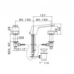 Newform Park Limited Edition Bateria umywalkowa 3-otworowa z korkiem z małą wylewką chrom/czarny mat 69707.05.093