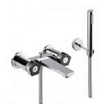 Newform Park Limited Edition Bateria wannowa ścienna z zestawem prysznicowym chrom/czarny mat 69740C.05.093