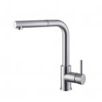 Newform Real Steel Bateria zlewozmywakowa jednouchwytowa z obrotową i wyciąganą wylewką stal nierdzewna 63425X.50.050