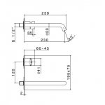 Newform X-Steel 316 Bateria umywalkowa ścienna jednouchwytowa z długą wylewką część zewnętrzna stal nierdzewna 69631EX.50.050