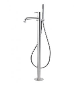 Newform X-Steel 316 Bateria wannowa podtynkowa podłogowa z zestawem prysznicowym część zewnętrzna stal nierdzewna 69684EX.50.050