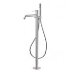 Newform X-Steel 316 Bateria wannowa podtynkowa podłogowa z zestawem prysznicowym część zewnętrzna stal nierdzewna 69684EX.50.050