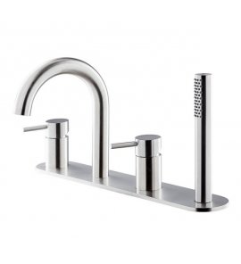 Newform X-Steel 316 Bateria wannowa 4-otworowa na brzeg wanny stal nierdzewna 69689XC.50.050