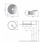 NIC Design Ovvio Umywalka nablatowa Ø36 cm Tondo Biały 001448.001