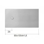 NIC Design Piano Brodzik wpuszczany 80x100 cm Biały 002487.001