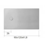 NIC Design Piano Brodzik wpuszczany 90x120 cm Biały 002537.001