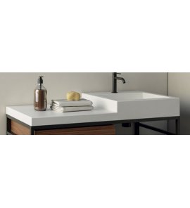NIC Design Semplice 105 Umywalka ceramiczna z blatem po lewej 105x48 cm Biały 001381CF.001
