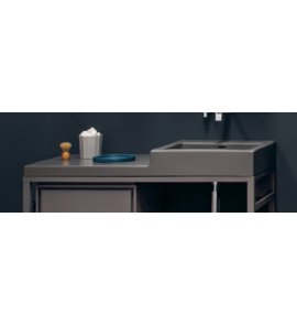 NIC Design Semplice 105 Umywalka ceramiczna bez otworu na baterię z blatem po lewej 105x48 cm Argilla 001381.051