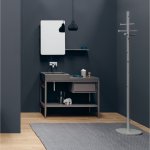 NIC Design Semplice 105 Umywalka ceramiczna bez otworu na baterię z blatem po lewej 105x48 cm Argilla 001381.051