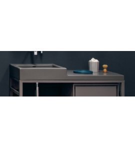 NIC Design Semplice 105 Umywalka ceramiczna bez otworu na baterię z blatem po prawej 105x48 cm Argilla 001382.051