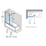 Novellini Aurora 2 Parawan nawannowy dwuczęściowy szkło przezroczyste 120x150 cm profil srebrny AURORAN2-1B