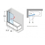 Novellini Aurora 3 Parawan nawannowy dwuczęściowy szkło przezroczyste 98x150 cm profil chrom AURORAN3-1K