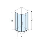 Novellini MODUS R Kabina 2 skrzydłowa półokrągła 80x80 cm Chrom MODUSR80-1K