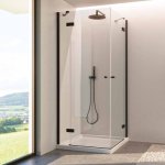 Novellini NH A Kabina narożna otwierana na zewnątrz 90x90 cm Czarny mat NHG90L-1H
