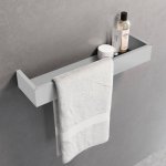 Novellini Uchwyt na ręcznik z półką 30x12 cm Srebrny R90AKFMPS30-B