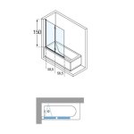 Novellini YOUNG 1BSV Parawan wannowy 2-częściowy 120 cm Prawy Chrom Y21BSV120D-1K