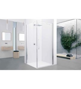 Novellini Young 2.0 G+F 90 Kabina narożna - drzwi jednoskrzydłowe i boczna ścianka stała profil chrom Y2G89-1K+Y2FG89-1K