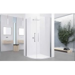 Novellini Young 2.0 R2 LUX Kabina półokrągła otwierana 80 cm profil chrom + brodzik konglomeratowy GRANITO Y2R280-1K