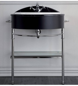 Olympia Ceramica Impero Konsola na umywalkę wpuszczaną w blat, Czarny/Chrom IMPL7003+IMST6536