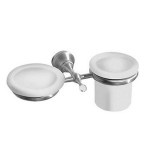 Olympia Ceramica Impero Podwójny uchwyt na mydelniczkę i kubeczek, Chrom RG1143/S