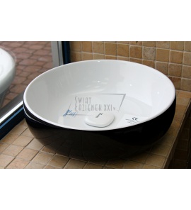  Olympia Ceramica Metamorfosi Umywalka nablatowa Ø45 cm czarna/biała bez pokrywy ceramicznej  MET42450.BN WYPRZEDAŻ EKSPOZYCJI 